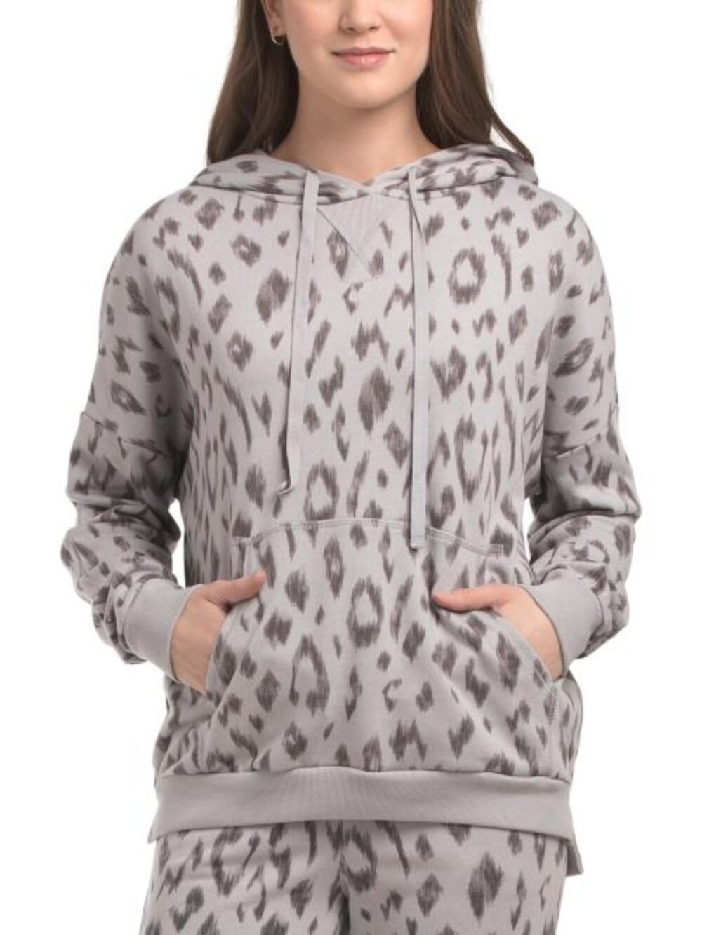 NWT $158 Michael Stars Zion Hi-lo Hoodie Ikat Hermosa French Terry Grey Medium